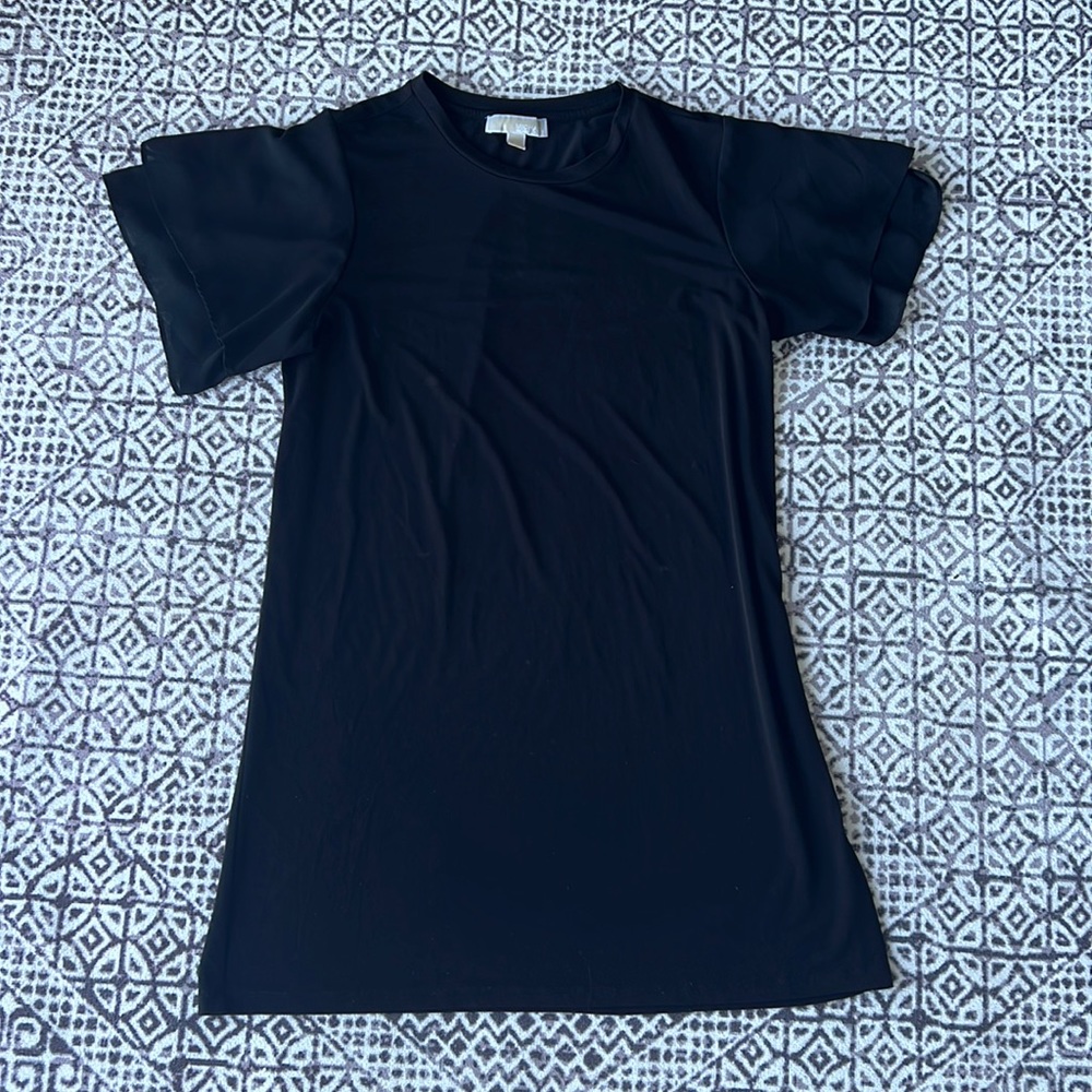 Michael Kors Black Flutter Sleeve Shirt Dress Large